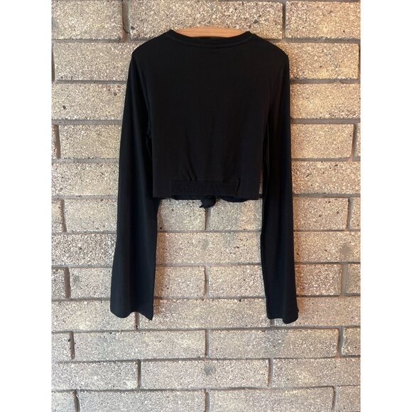 Out From Under By Urban Outfitters Black Long-Sleeve Crop Top Knotted Front M - Picture 6 of 7
